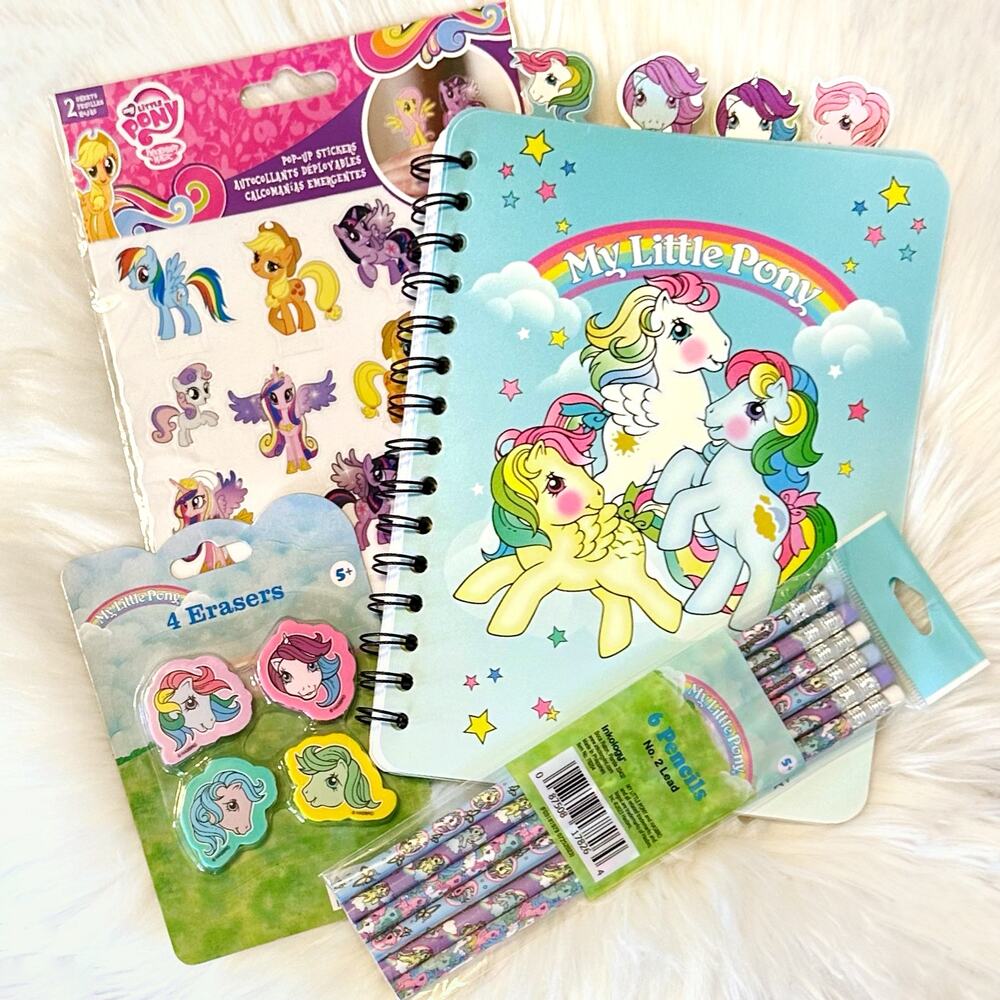 My Little Pony Notebook, Pencils, Erasers, & Pop-Up Stickers Journaling Bundle
